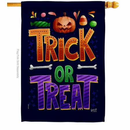 PATIO TRASERO 28 x 40 in. Trick or Treat House Flag with Fall Halloween Double-Sided Vertical Flags  Banner PA3877331